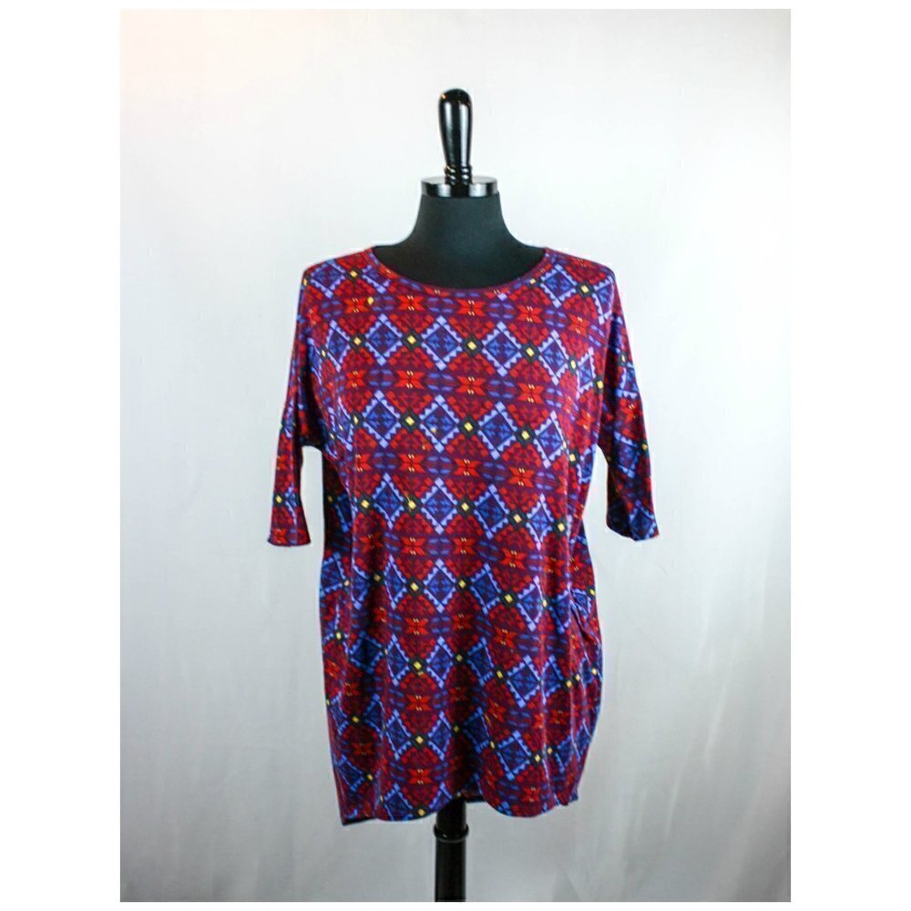 LuLaRoe Tunic Top Geometric Print Red Blue…